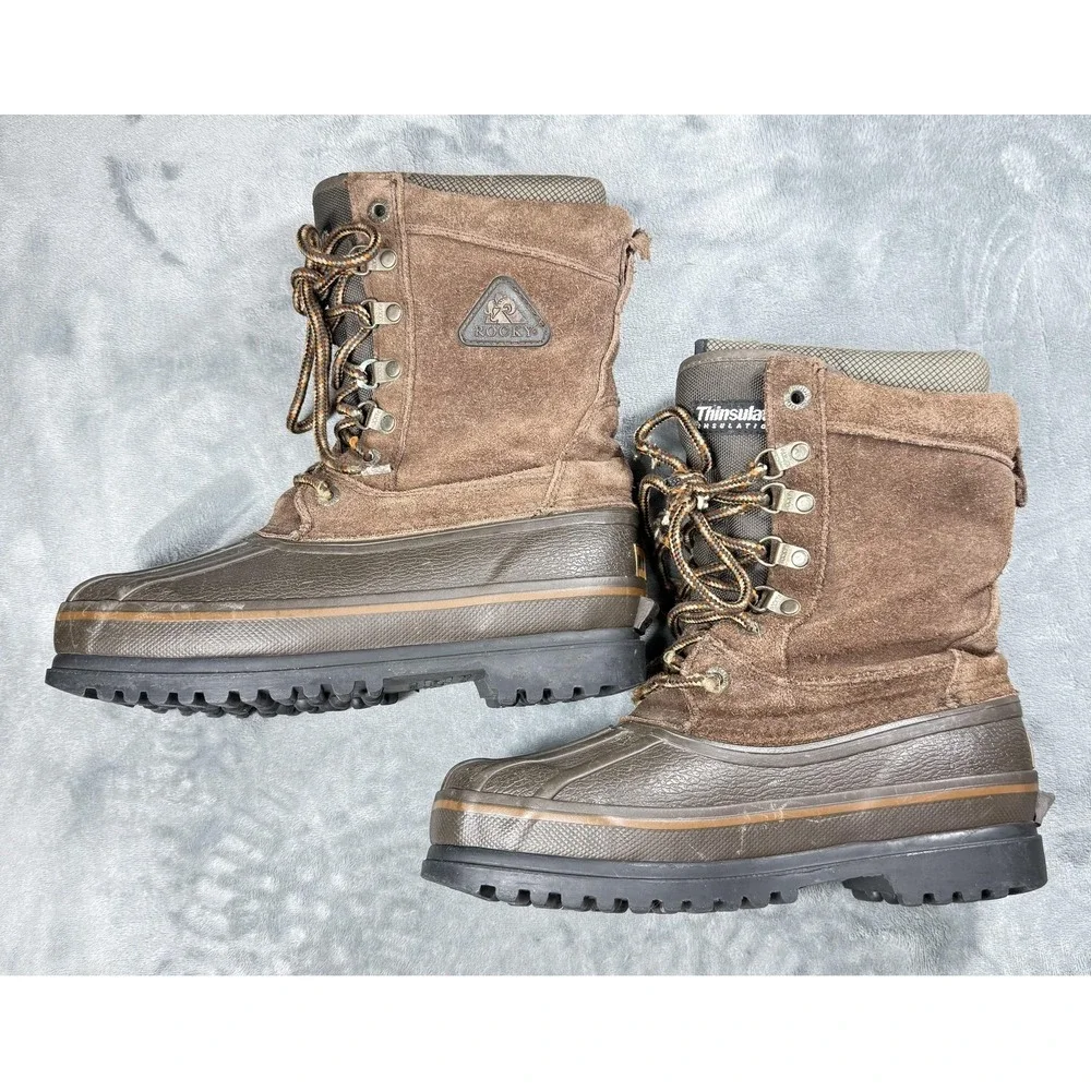 Rocky Boots Mens Size 4 Brown Leather Thinsulate Insulated Snow Winter Outdoor
